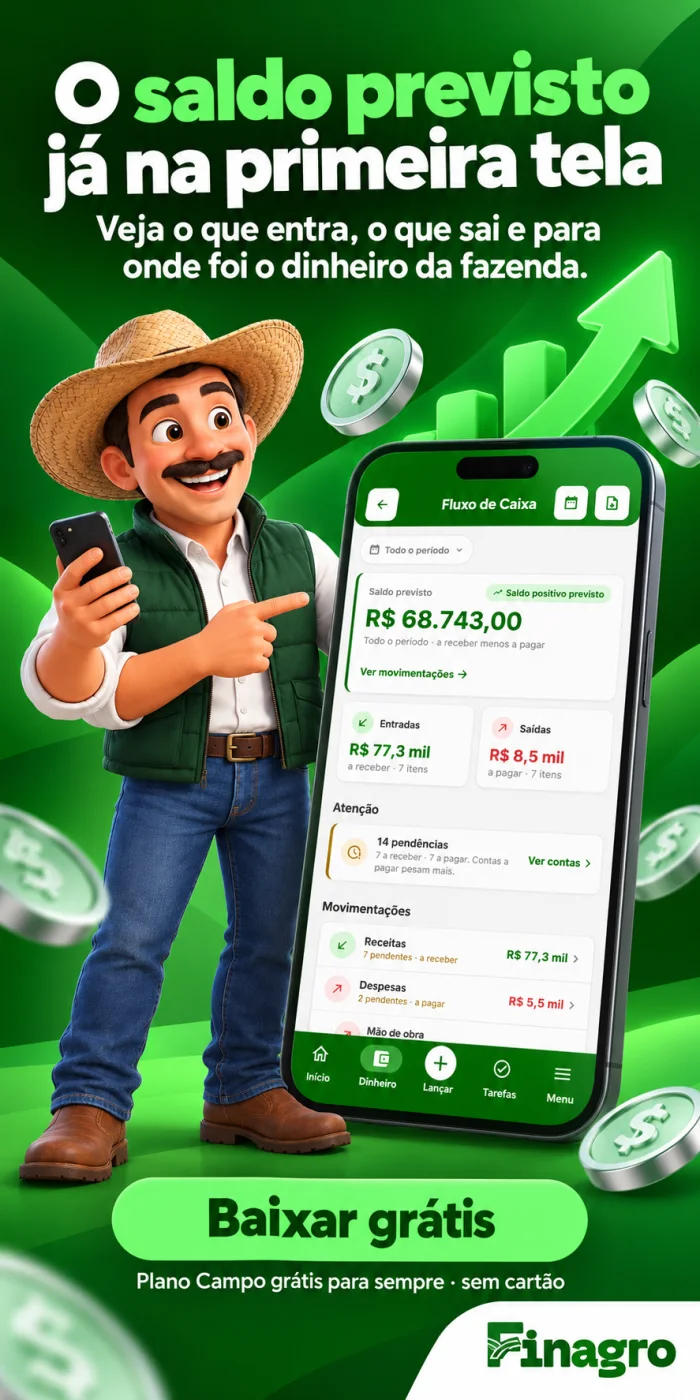 FINAGRO: o saldo previsto da fazenda já na primeira tela