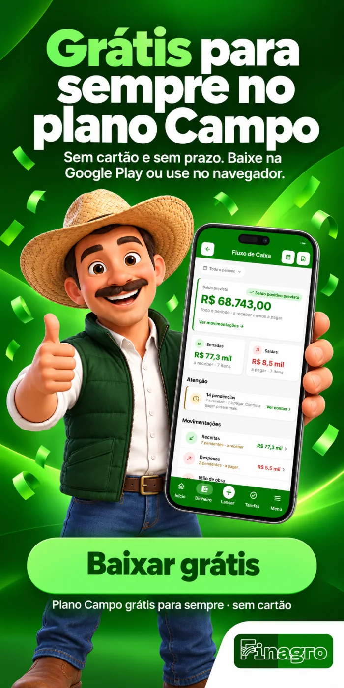 FINAGRO: grátis para sempre no plano Campo, sem cartão