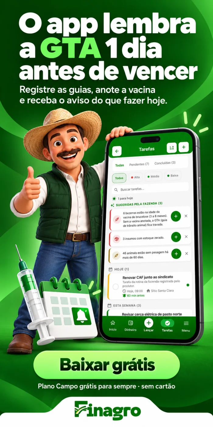 FINAGRO: o app lembra a GTA um dia antes de vencer e as vacinas do rebanho