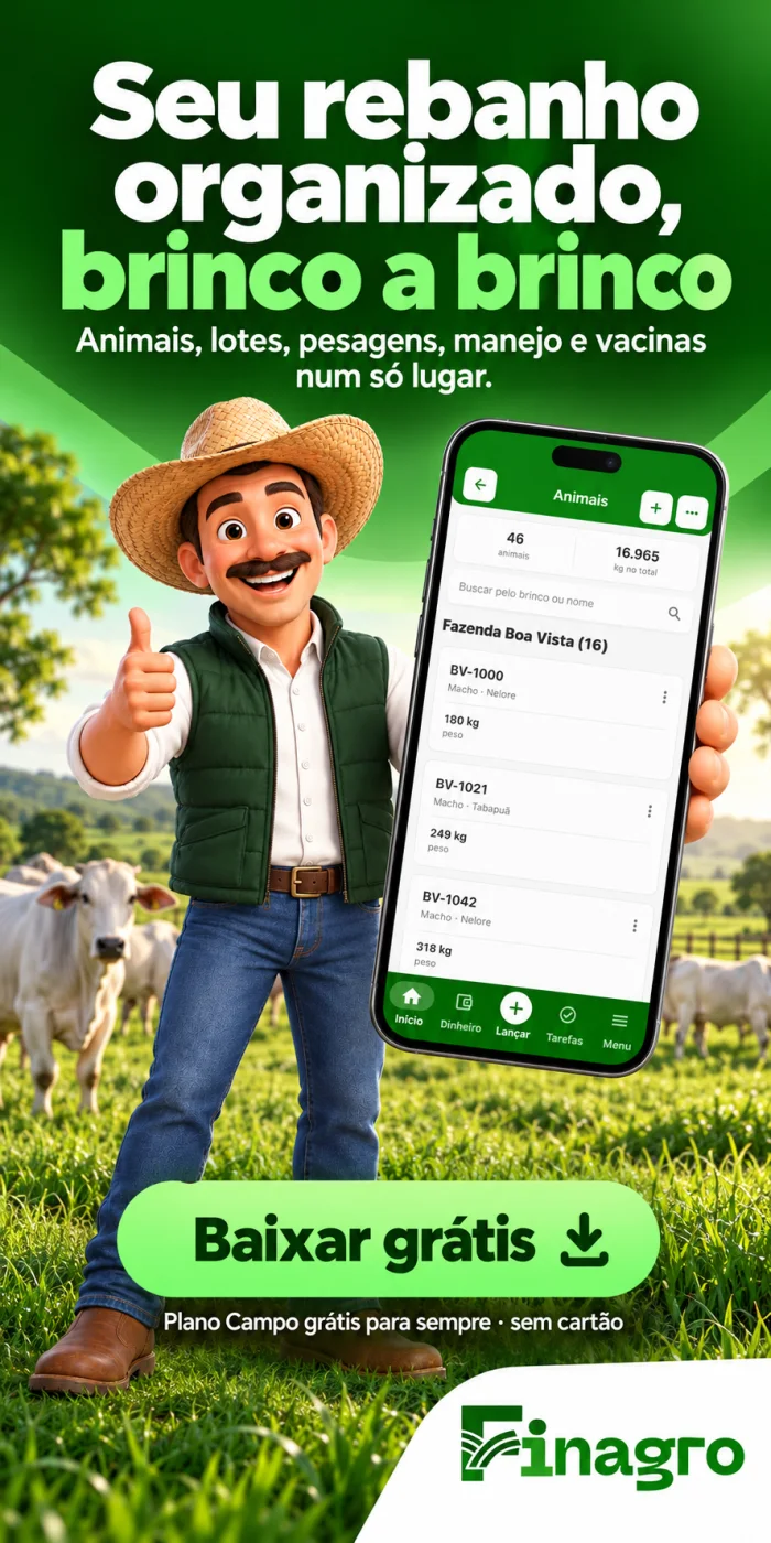 FINAGRO: rebanho organizado brinco a brinco, com lotes, pesagens e vacinas