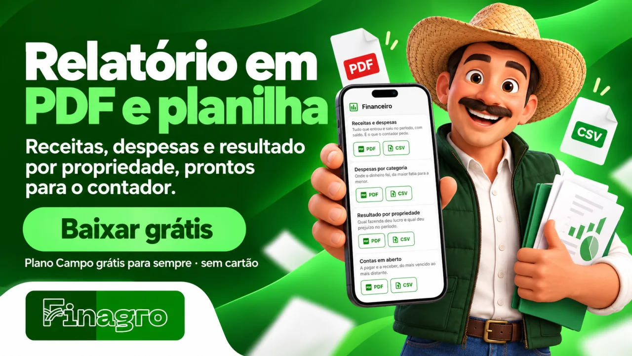FINAGRO: relatório em PDF e planilha, prontos para o contador