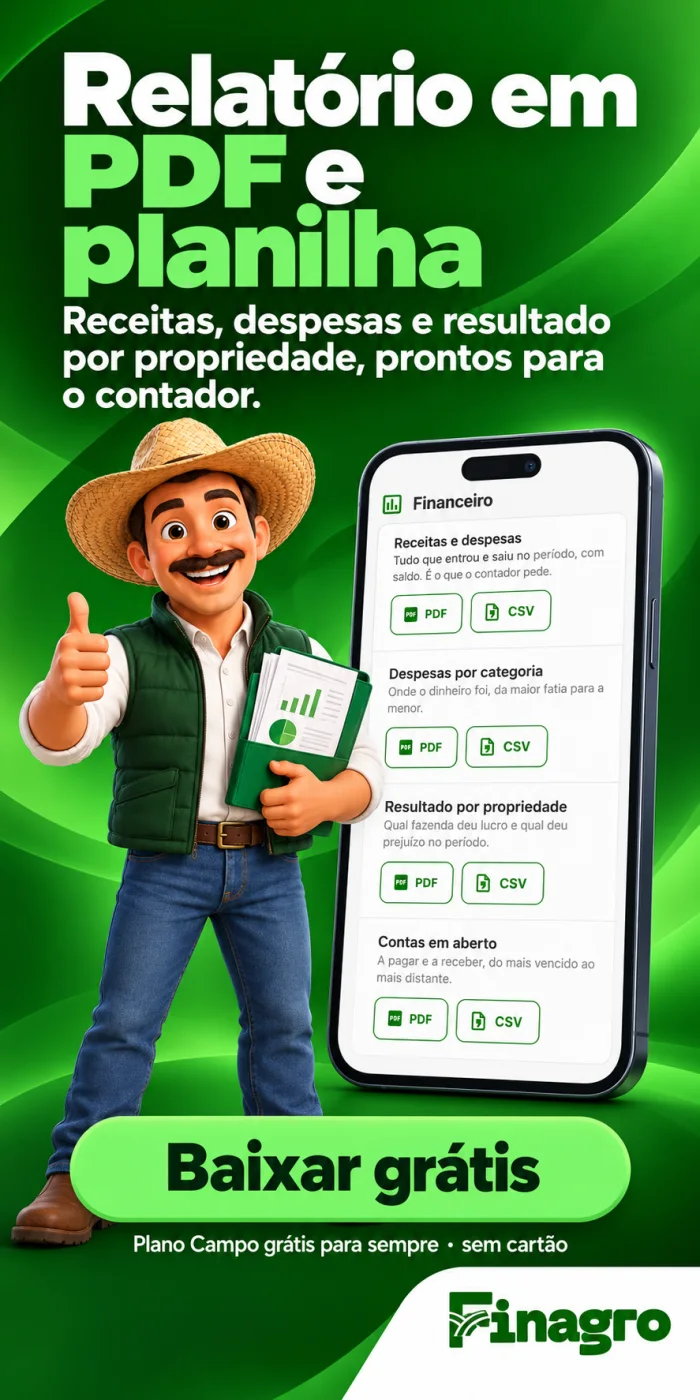 FINAGRO: relatório em PDF e planilha, prontos para o contador