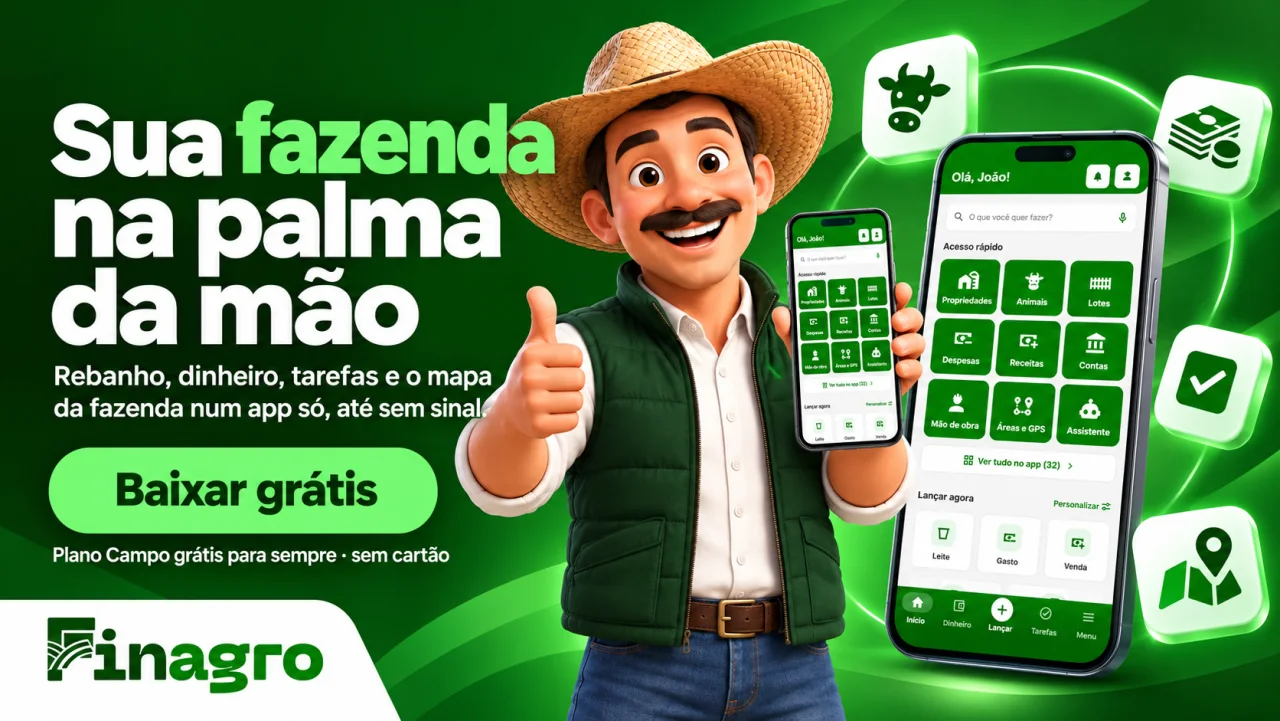 FINAGRO: sua fazenda na palma da mão, rebanho, dinheiro, tarefas e mapa num app só, grátis