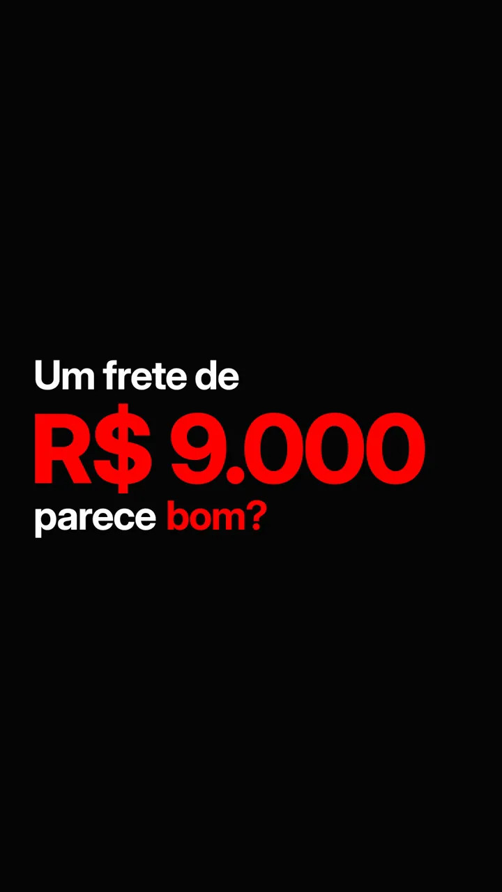 Tela escura com a frase Faça a conta e o resultado negativo de um frete de São Paulo a Salvador