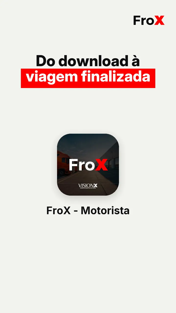 Celular com a lista de Viagens do aplicativo FroX Motorista, com busca e filtros no alto