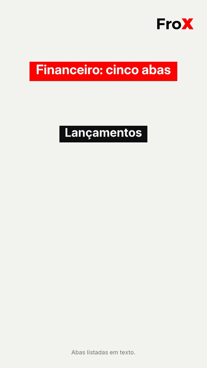 Aba Relatório do Financeiro do FroX com a lista de contas a pagar, filtros e o botão Exportar PDF