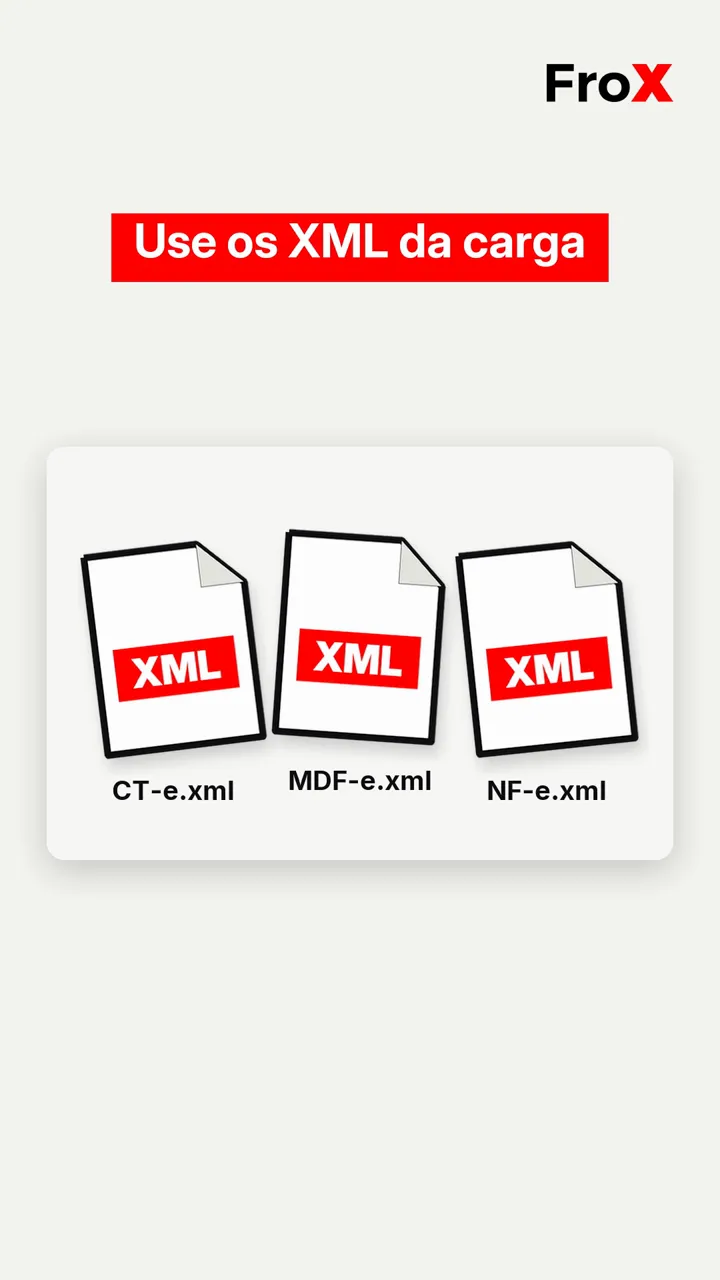 Janela Importar XML fiscal do FroX com três documentos lidos, etiquetados como CT-e, MDF-e e NF-e