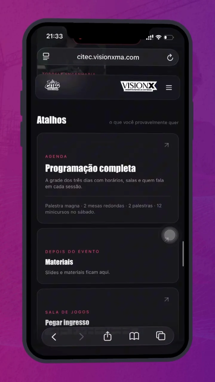 Seção de materiais, Sala de Jogos e grupo de networking